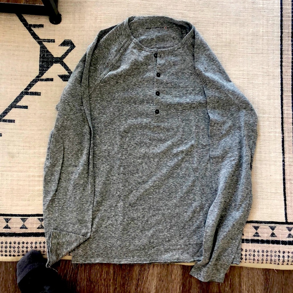 John Varvatos Star USA grey, long-sleeved Henley (Small)